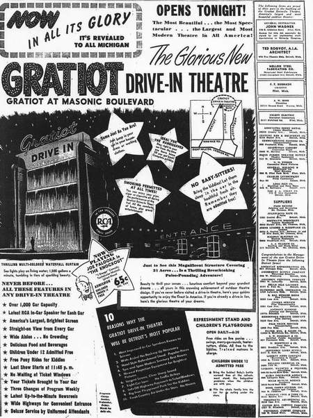 Gratiot Drive-In Theatre - Gratiot Grand-Opening Ad 4-30-48 From Michigandriveins (newer photo)